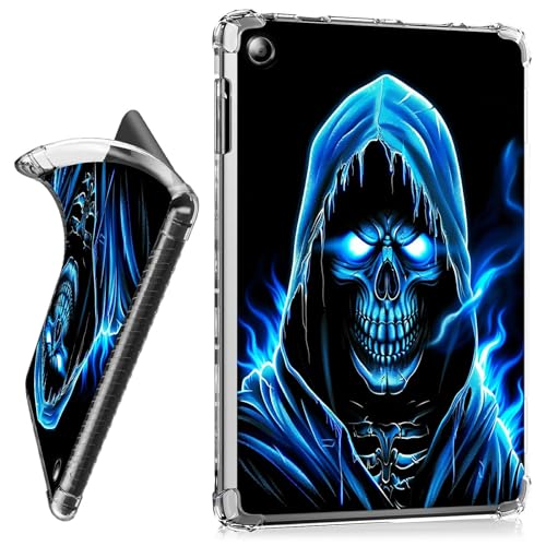 RWUTYTIUL Schutzhülle für Samsung Galaxy Tab A9 SM-X110/X115/X117 8,7 Zoll Transparent Stoßfest Schutzhülle Leichte TPU Hülle für Galaxy Tab A9 2023 8,7 Zoll Blau Schädel von RWUTYTIUL