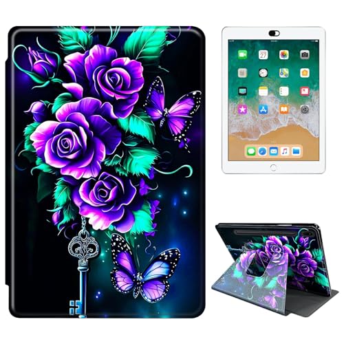 RWUTYTIUL Schutzhülle für Samsung Galaxy Tab S10 Ultra 2024/S9 Ultra 2023/S8 Ultra 2022 14,6 Zoll Tablet Hülle, 360 Grad drehbar, stoßfest, Schutzhülle mit Ständer, für Damen und Herren, Lila Rosen 02 von RWUTYTIUL