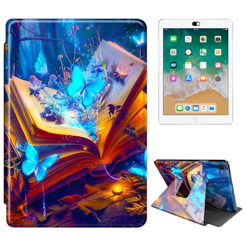 RWUTYTIUL Schutzhülle für Samsung Galaxy Tab S5e 10,5 Zoll 2019 (SM-T720/T725/T727) Tablet-Hülle, 360 Grad drehbar, stoßfest, Schutzhülle mit Ständer, für Damen und Herren, Buchblau, Schmetterling von RWUTYTIUL