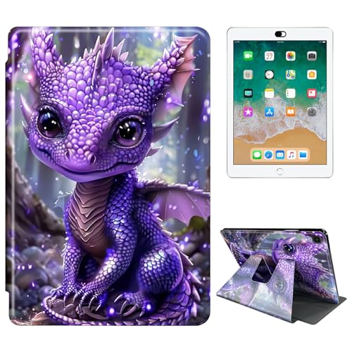 RWUTYTIUL Schutzhülle für Samsung Galaxy Tab S5e 10,5 Zoll 2019 (SM-T720/T725/T727) Tablet-Hülle, 360 Grad drehbar, stoßfest, Schutzhülle mit Ständer, für Damen und Herren, Lila Drache von RWUTYTIUL