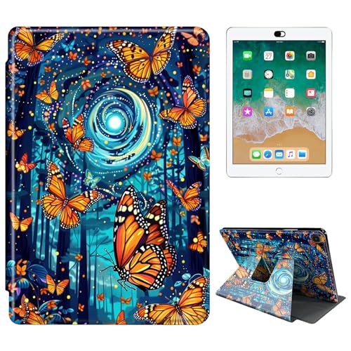 RWUTYTIUL Schutzhülle für Samsung Galaxy Tab S5e 10,5 Zoll 2019 (SM-T720/T725/T727) Tablet-Hülle, 360 Grad drehbar, stoßfest, Schutzhülle mit Ständer, für Damen und Herren, gelber Schmetterling von RWUTYTIUL