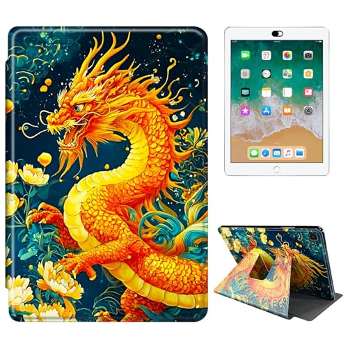 RWUTYTIUL Schutzhülle für Samsung Galaxy Tab S5e 10,5 Zoll 2019 (SM-T720/T725/T727) Tablet-Hülle, 360 Grad drehbar, stoßfest, Schutzhülle mit Ständer, für Damen und Herren, roter Drache von RWUTYTIUL