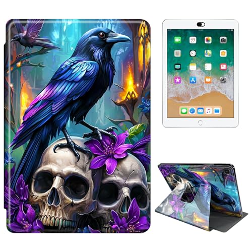 RWUTYTIUL Schutzhülle für Samsung Galaxy Tab S6 10,5 Zoll 2019 SM-T860/T865/T867 Tablet-Hülle, 360 Grad drehbar, stoßfest, Schutzhülle mit Ständer, für Damen und Herren, Lila Blume Adler von RWUTYTIUL