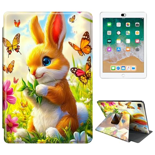 RWUTYTIUL Schutzhülle für Samsung Galaxy Tab S6 10,5 Zoll 2019 SM-T860/T865/T867 Tablet-Hülle, 360 Grad drehbar, stoßfest, Schutzhülle mit Ständer, für Damen und Herren, Schmetterlingshase von RWUTYTIUL