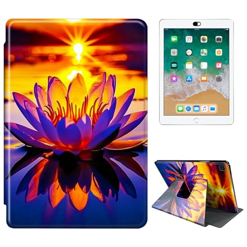 RWUTYTIUL Schutzhülle für Samsung Galaxy Tab S6 10,5 Zoll 2019 SM-T860/T865/T867 Tablet-Hülle, 360 Grad drehbar, stoßfest, Schutzhülle mit Ständer, für Damen und Herren, Sonnenuntergang Lotus von RWUTYTIUL