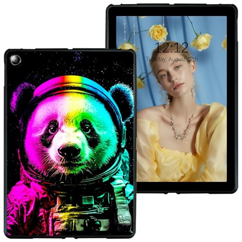 RWUTYTIUL Schutzhülle für Samsung Galaxy Tab S6 Lite 10,4 Zoll 2024/2022/2020 Schwarz Tablet Hülle, Stoßfeste Schutzhülle Flexible Matte Leichte TPU Hülle Planet Panda von RWUTYTIUL
