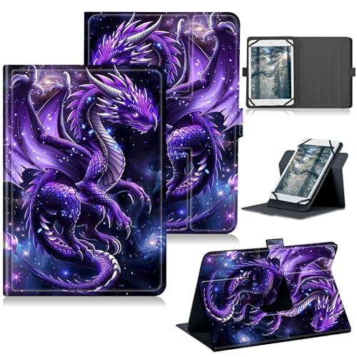 RWUTYTIUL Schutzhülle für Walmart Onn 10.1 2024 Onn 10.1 Gen 4 Universal-Tablet-Hülle, 360 Grad drehbarer Ständer, Schutzhülle mit Standfunktion und mehreren Betrachtungsmöglichkeiten, PU-Leder, Lila von RWUTYTIUL