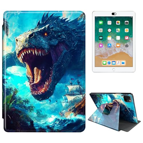 RWUTYTIUL Schutzhülle für iPad Pro 27,9 cm (11 Zoll) 2024 (M4, 5. Generation) Tablet-Hülle, 360 Grad drehbar, stoßfest, Schutzhülle mit Ständer, für Damen und Herren, Ozean-Drache von RWUTYTIUL