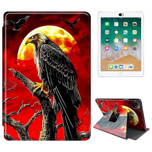 RWUTYTIUL Schutzhülle für iPad Pro 27,9 cm (11 Zoll) 2024 (M4, 5. Generation) Tablet-Hülle, 360 Grad drehbar, stoßfest, Schutzhülle mit Ständer, für Damen und Herren, roter Himmelsadler von RWUTYTIUL
