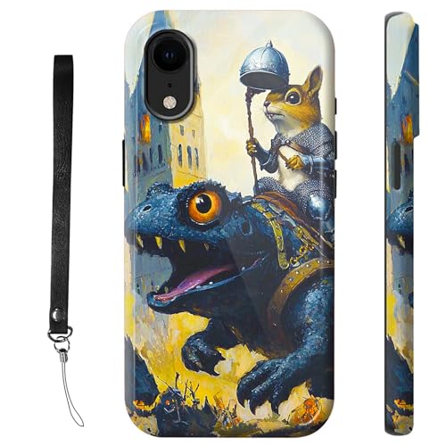 RWUTYTIUL Schutzhülle für iPhone XR, 15,5 cm (6,1 Zoll), mit Armbandseil, stoßfest, doppellagig, robust, rutschfestes Silikon und hartes Polycarbonat, glänzende Schale, Frosch-Maus von RWUTYTIUL