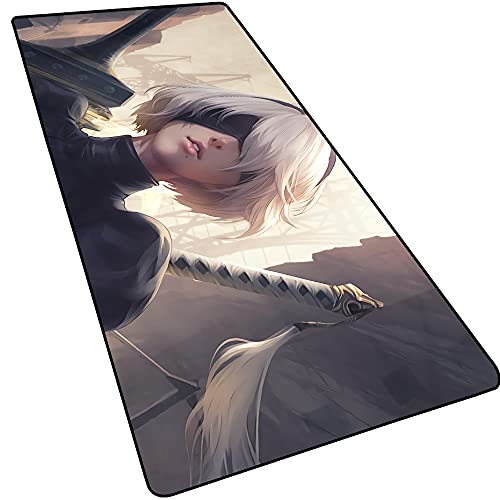 NieR:Automata Yorha Nr. 2 Typ B 2B Cooles großes Anime-Gaming-Mauspad mit genähten Kanten, 3 mm dickes, verlängertes Mauspad, Büro und Zuhause, 89.9x39.9 cm 9x0.5 cm. 3 cm von RXD