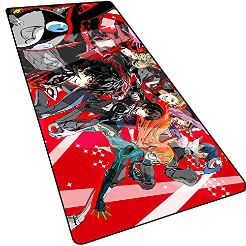 RXD Persona 5 großes japanisches Anime-Gaming-Mauspad mit genähten Kanten, 3 mm dick, erweitertes Mauspad, rutschfeste Gummiunterseite, Schreibtischunterlage für Gamer, Büro und Zuhause, 31.5x11.8 cm von RXD