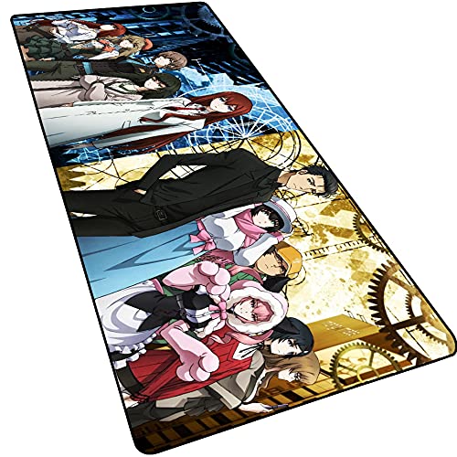 Steins;Gate Cooles großes Anime-Gaming-Mauspad mit genähten Kanten, 3 mm dickes, verlängertes Mauspad, rutschfeste Gummiunterseite, Schreibtischmatte für Gamer, Büro und Zuhause, 89.9x39.9x0.3 cm von RXD