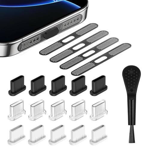 RXKFIGX 20-teiliges Set USB C Staubschutzstecker und Telefon-Lautsprecherabdeckung, Staubdichter Mesh-Aufkleber, Anwendbar auf iPhone 16/15 Serie, Typ C Port Für Meiste Typ-C Handy Tablet Zubehör RXKFIGX 20-teiliges Set USB C Staubschutzstecker und Telefon-Lautsprecherabdeckung, Staubdichter Mesh-Aufkleber, Anwendbar auf iPhone 16/15 Serie, Typ C Port Für Meiste Typ-C Handy Tablet Zubehör von RXKFIGX
