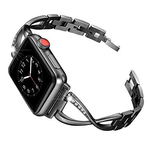 RXXR Kompatibel für Apple Watch Band 38mm 40mm Serie 6 Edelstahl Armband Kristall Strass Diamant Ersatz Armband für Apple Watch Serie 5/4/3/2/1 von RXXR