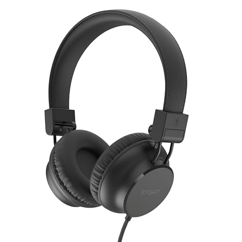 RYGHT R484307 NIMA kabelgebundener Kopfhörer – klarer und tiefer Stereo-Sound – faltbar und leicht, integriertes Mikrofon, gepolsterte Ohrmuscheln, 1,2 m langes Kabel, Schwarz von Mobility Lab