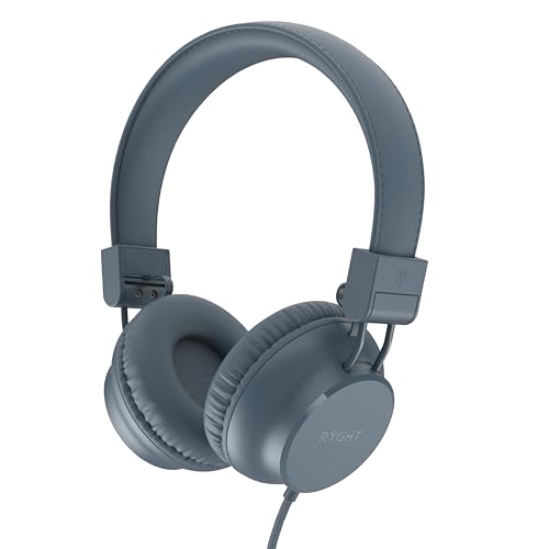 RYGHT R484314 - NIMA - kabelgebundener Kopfhörer - klarer und tiefer Stereo-Sound - Faltbar und leicht, integriertes Mikrofon, gepolsterte Ohrmuscheln - 1,2 Meter Kabel - Graublau von Mobility Lab