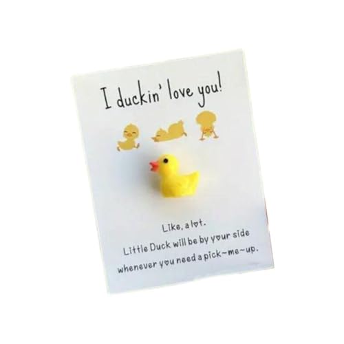 Mini-Ente aus Kunstharz mit Karten, Ente zum Valentinstag, romantisches Geschenk, "I Duckin Love You", herzförmiges Ornament, tolles Dankeschön-Geschenk für Studenten, Kollegen, Mitarbeiter (gelb) von RYGRZJ