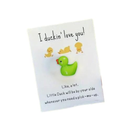 Mini-Ente aus Kunstharz mit Karten, Ente zum Valentinstag, romantisches Geschenk, "I Duckin Love You", herzförmiges Ornament, tolles Dankeschön-Geschenk für Studenten, Kollegen, Mitarbeiter (grün) von RYGRZJ
