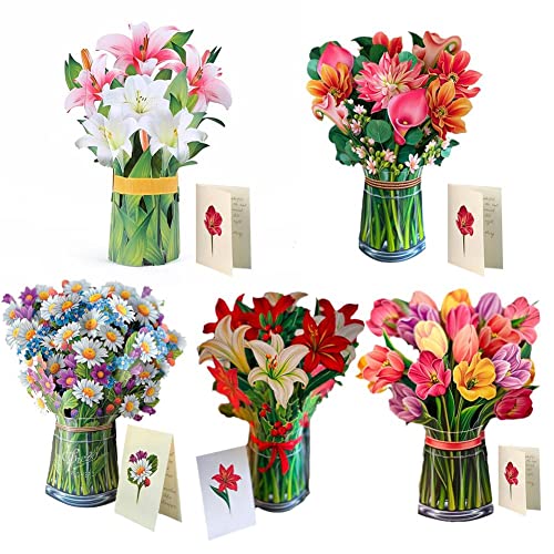Pop-Up-Karten mit Blumenstrauß, 3D-Blumen-Popup-Grußkarten, handgefertigte Blumenstrauß-Karten mit Notizkarte und Umschlag für Hochzeitstag, Muttertag, Geburtstag von RYGRZJ