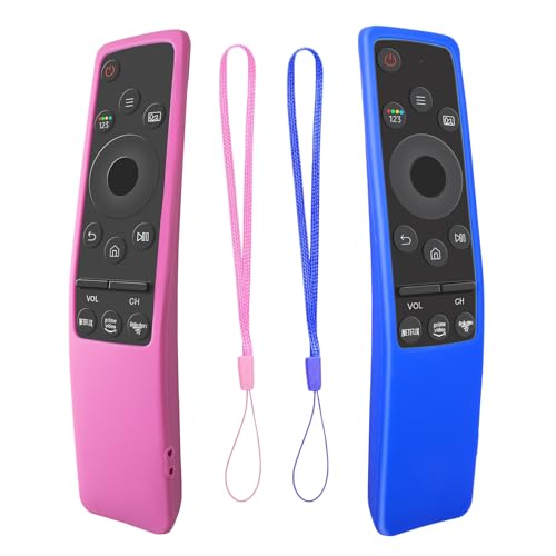 2 Pack Samsung Fernbedienung Hülle,Silikon-Schutzhülle für Samsung Smart TV Fernbedienung BN59 Serie Stoßfest Anti-Rutsch-Fernbedienung Fall Halter Silikonabdeckung Schutz (Marineblau+Rosa) von RYHX