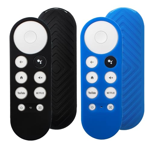 2 Stück Fernbedienungsabdeckung für Google TV – Leichte Anti-Rutsch Silikonhülle, stoßfest (Schwarz+Königsblau) von RYHX
