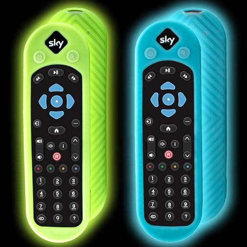 RYHX Schutzhülle für Sky Q Voice Fernbedienung SKY135, Sky Q Touch und Non-Touch-Fernbedienung, Batterie-Rückseitenschutz mit Anti-Verlust-Umhängeband, leuchtet blau und grün, 2 Stück RYHX Schutzhülle für Sky Q Voice Fernbedienung SKY135, Sky Q Touch und Non-Touch-Fernbedienung, Batterie-Rückseitenschutz mit Anti-Verlust-Umhängeband, leuchtet blau und grün, 2 Stück von RYHX