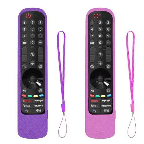 Silikon Hülle Schutzhülle für LG LG AN-MR21GA AN-MR21GC MR22GN MR22GA Magic Remote Fernbedienung,Anti-Rutsch Stoßfest für LG Fernbedienung（Lila + Rose） von RYHX