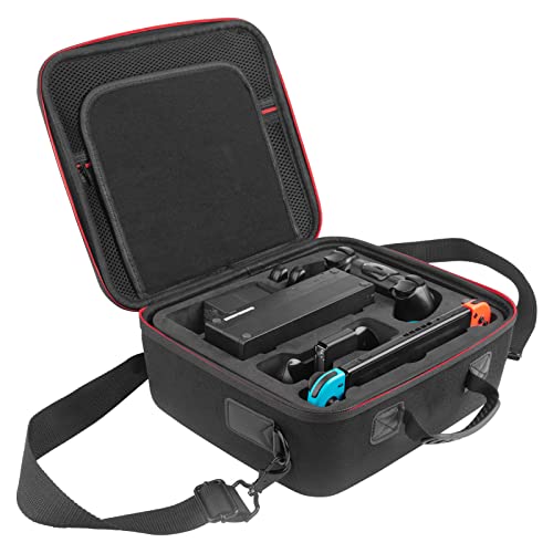 Tasche Kompatibel mit Nintendo Switch/Nintendo Switch OLED,Rundumschutz für Deluxe Harte Tragetasche Switch Case für Switch Konsolle, Switch Dock,HDMI Kabel,Pro Kontrolleur und 21 Spielkassetteng von RYHX