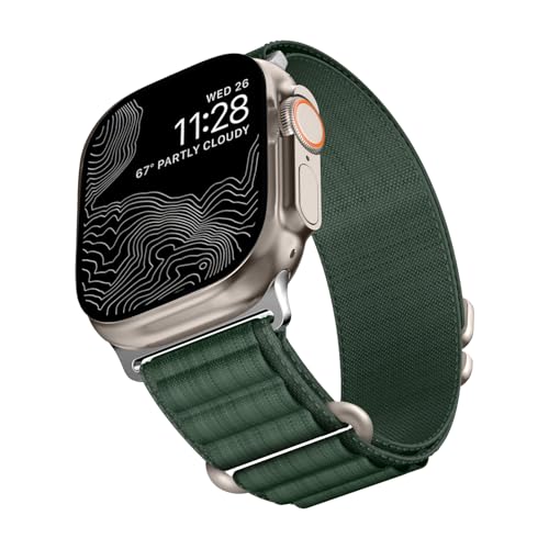 RYLIXAR Loop Nylon Armband kompatibel mit Apple Watch 49 mm 45 mm 44 mm 42 mm 41 mm 40 mm 38 mm, mit G-Haken für iWatch Serie Ultra 2/Ultra 9 8 7 6 5 4 3 2 1 SE (Armygreen,42/44/45/49mm) von RYLIXAR
