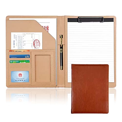 Ordner-Organizer, Padfolio, Notizblock, A4, Portfolio-Organizer, PU-Leder, Business-Notizbuch mit Klemmbrett im Letter-Format, Halter for Vorstellungsgespräche/Lebensläufe(Brown) von RYRYR
