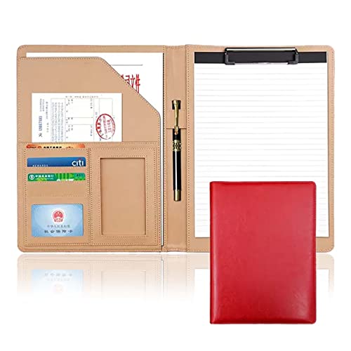 Ordner-Organizer, Padfolio, Notizblock, A4, Portfolio-Organizer, PU-Leder, Business-Notizbuch mit Klemmbrett im Letter-Format, Halter for Vorstellungsgespräche/Lebensläufe(Red) von RYRYR