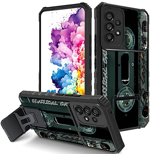 Für Samsung Galaxy A53 5g Hülle 6,5 Zoll Kickstand mit klassischem Kassetten-Design Thema Handyhülle für Samsung Galaxy A53 5g Hülle Kamera Objektivschutz Vollschutz Stoßfest Bumper Schutzhülle von RYUITHDJP