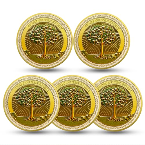 RYUKENLM 5 Stück Fruit of the Spirit Christliche Herausforderung Münze Galater 5:22-23 Bibelvers Token inspirierendes christliches Geschenk für Männer Frauen von RYUKENLM