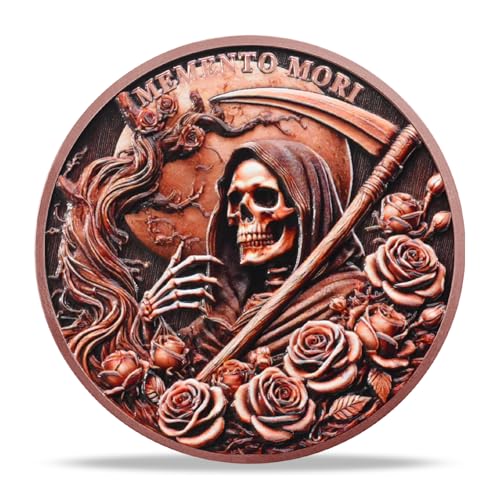RYUKENLM Memento Mori Münze 3D Totenkopf Herausforderung Münzen Stoic Reminder Token Inspirierende Stoizismus Geschenke für tägliche Praxis EDC Carpe Diem Münzen von RYUKENLM