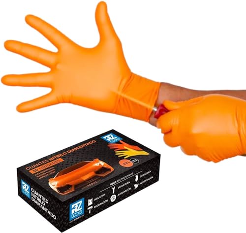 RZ TOOLS Nitril-Handschuhe, Diamant-Orange, wiederverwendbar, Größe M, Orange, 100 Stück von RZ TOOLS