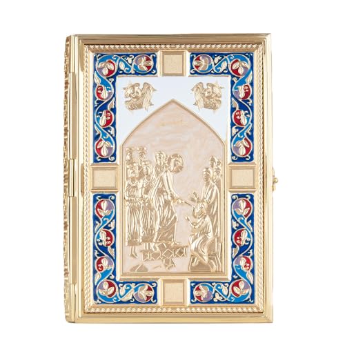 RZRHMUHN, Orthodoxe Bibelhülle, Kreuzigungsschnitzerei, Treffen der Heiligen, Uni, für religiöse Anlässe, 21,6 x 16,3 cm, Blau RZRHMUHN, Orthodoxe Bibelhülle, Kreuzigungsschnitzerei, Treffen der Heiligen, Uni, für religiöse Anlässe, 21,6 x 16,3 cm, Blau von RZRHMUHN