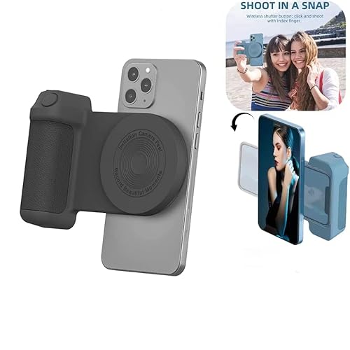 RZXBB Magnetic Camera Handle Bluetooth Bracket,Phone Camera Grip,Bluetooth Selfie Stick Handle Halterung,Martphone Selfie Grip Bluetooth Stabilizer Mount Für Selfie Lovers (Basic,Schwarz) von RZXBB