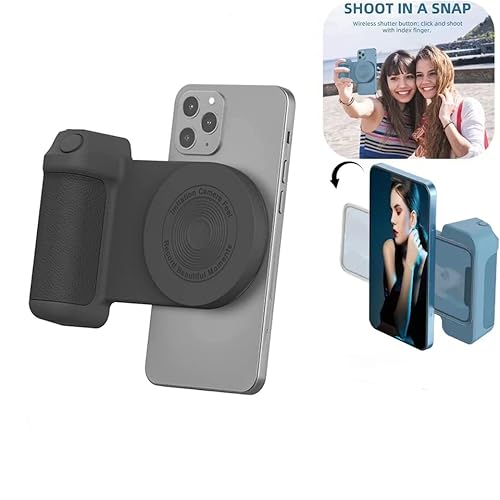 RZXBB Magnetic Camera Handle Bluetooth Bracket,Phone Camera Grip,Bluetooth Selfie Stick Handle Halterung,Martphone Selfie Grip Bluetooth Stabilizer Mount Für Selfie Lovers (Wireless Charging,Schwarz) von RZXBB