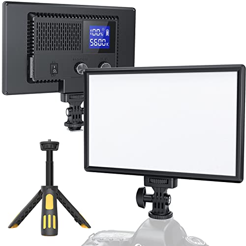 RALENO 116 LED Kamera Video Licht, 12W 600Lux Videoleuchte mit Mini-Stativ und Eingebauter 4000mAh Akku CRI95+ 3200-5600K, USB Videolicht für YouTube TikTok Zoom Fotografie Konferenzen Live-Streaming von RaLeno