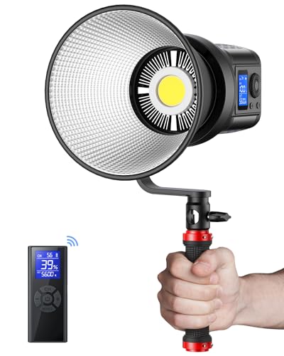 RALENO 80W LED Studio Videoleuchte, Tageslicht 5600K CRI 95+, Effiziente Kühlung und Leises Videolicht mit Bowens-Halterung und 2.4 G-Fernbedienung, Foto Licht für Video Fotografie Interview YouTube von RaLeno