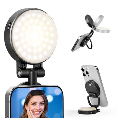 RALENO PL-30 Magnetisches Selfie Licht für MagSafe iPhone, Handylicht für TikTok Vlog Zoom Make-up Videokonferenz, 350 Lux / 0,5 m Ringlicht Handy mit 2 * Magnetring & 3 Lichtmodi RALENO PL-30 Magnetisches Selfie Licht für MagSafe iPhone, Handylicht für TikTok Vlog Zoom Make-up Videokonferenz, 350 Lux / 0,5 m Ringlicht Handy mit 2 * Magnetring & 3 Lichtmodi von RaLeno