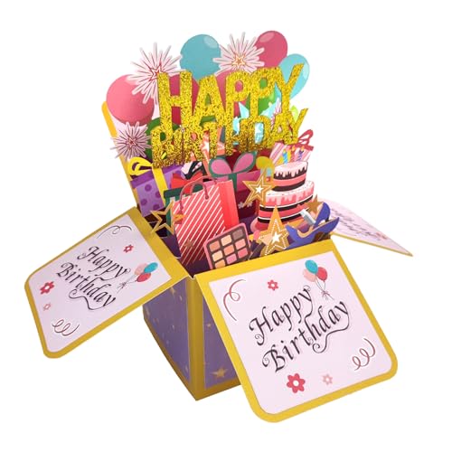 RabbFit Birthday Card for Birthday Pop Up 3D Happy Birthday Greeting Cards Congratulations Birthday Cards with Envelope for Children Mum Women Men Romance Gift Card von RabbFit