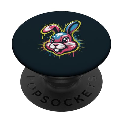 Comic Rabbit Street Art Hase PopSockets Klebender PopGrip Comic Rabbit Street Art Hase PopSockets Klebender PopGrip von Rabbit Lover Gifts & Tees