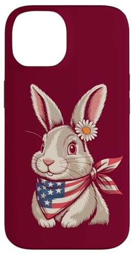 Niedliches patriotisches Kaninchen mit amerikanischer Flagge Hülle für iPhone 14 von Rabbit Lover Gifts & Tees