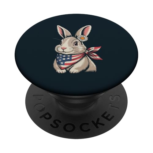 Niedliches patriotisches Kaninchen mit amerikanischer Flagge PopSockets Klebender PopGrip Niedliches patriotisches Kaninchen mit amerikanischer Flagge PopSockets Klebender PopGrip von Rabbit Lover Gifts & Tees