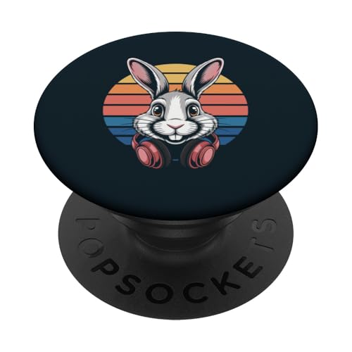 Rabbit Kopfhörer DJ Rabbit PopSockets Klebender PopGrip Rabbit Kopfhörer DJ Rabbit PopSockets Klebender PopGrip von Rabbit Lover Gifts & Tees