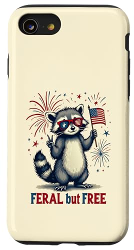 Feral but free Waschbär Patriotisch 4. Juli Feral and Free Hülle für iPhone SE (2020) / 7 / 8 von Raccoon Feral & Free Independence Day 4th of july