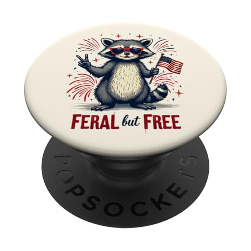 Feral but free Waschbär Patriotisch 4. Juli Feral and Free PopSockets Klebender PopGrip von Raccoon Feral & Free Independence Day 4th of july