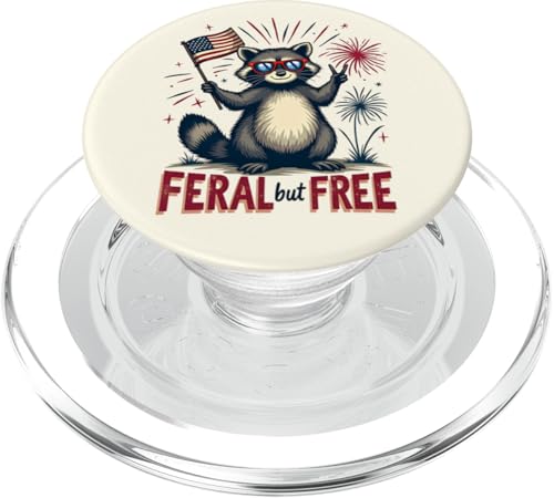 Feral but free Waschbär Patriotisch 4. Juli Feral and Free PopSockets PopGrip für MagSafe von Raccoon Feral & Free Independence Day 4th of july